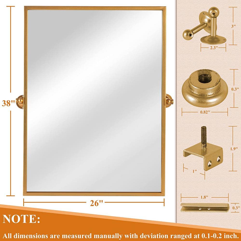 NEUTYPE 38 in. H x 26 in. W Modern Rectangle Metal Framed Pivoted Wall Vanity Mirror TY-MR05069