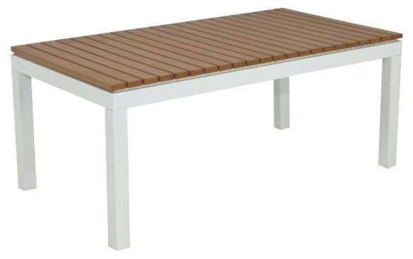 Riviera Outdoor Faux Wood Coffee Table   Transitional   Outdoor Coffee Tables   by Patio Heaven  Houzz