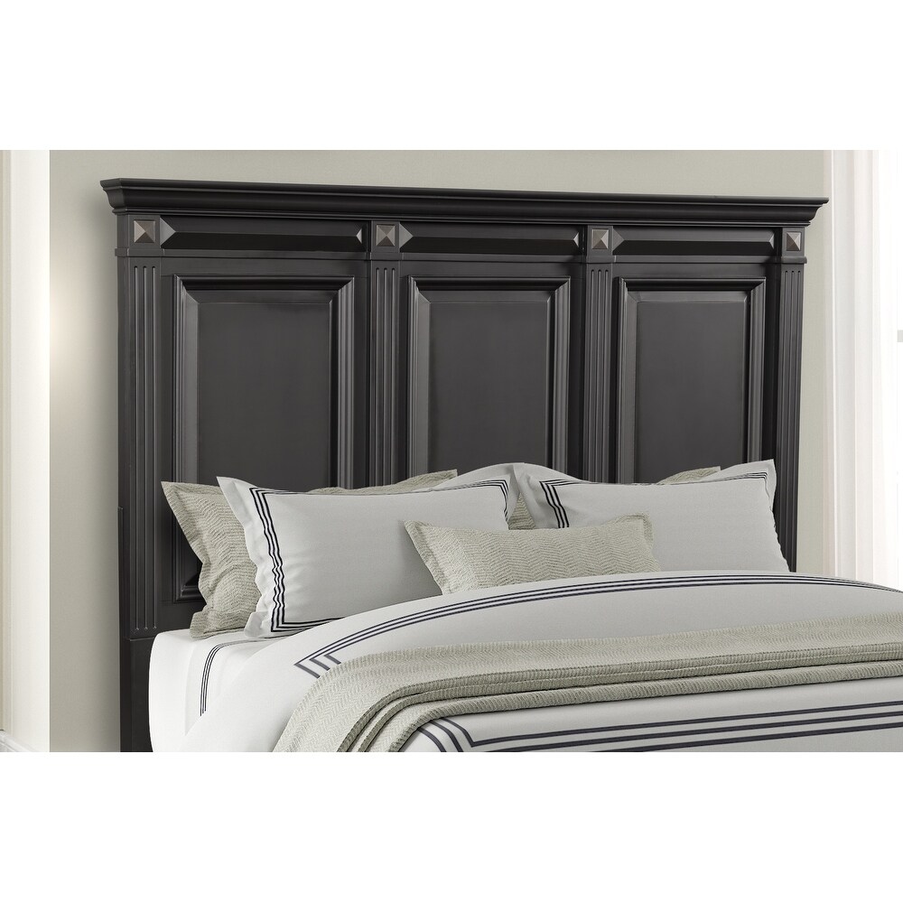 Roundhill Furniture Renova Vintage Black Wood Panel Bed