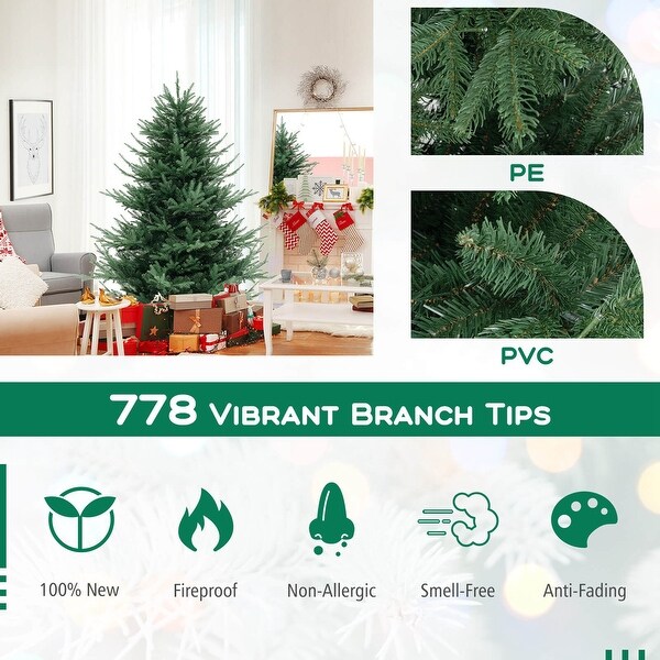 Costway 6/7/8 FT Artificial Xmas Tree with 778 PVC PE Branch Tips 240