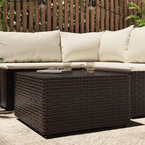 vidaXL Outdoor Coffee Table Square Patio Coffee Table for Lawn Poly Rattan