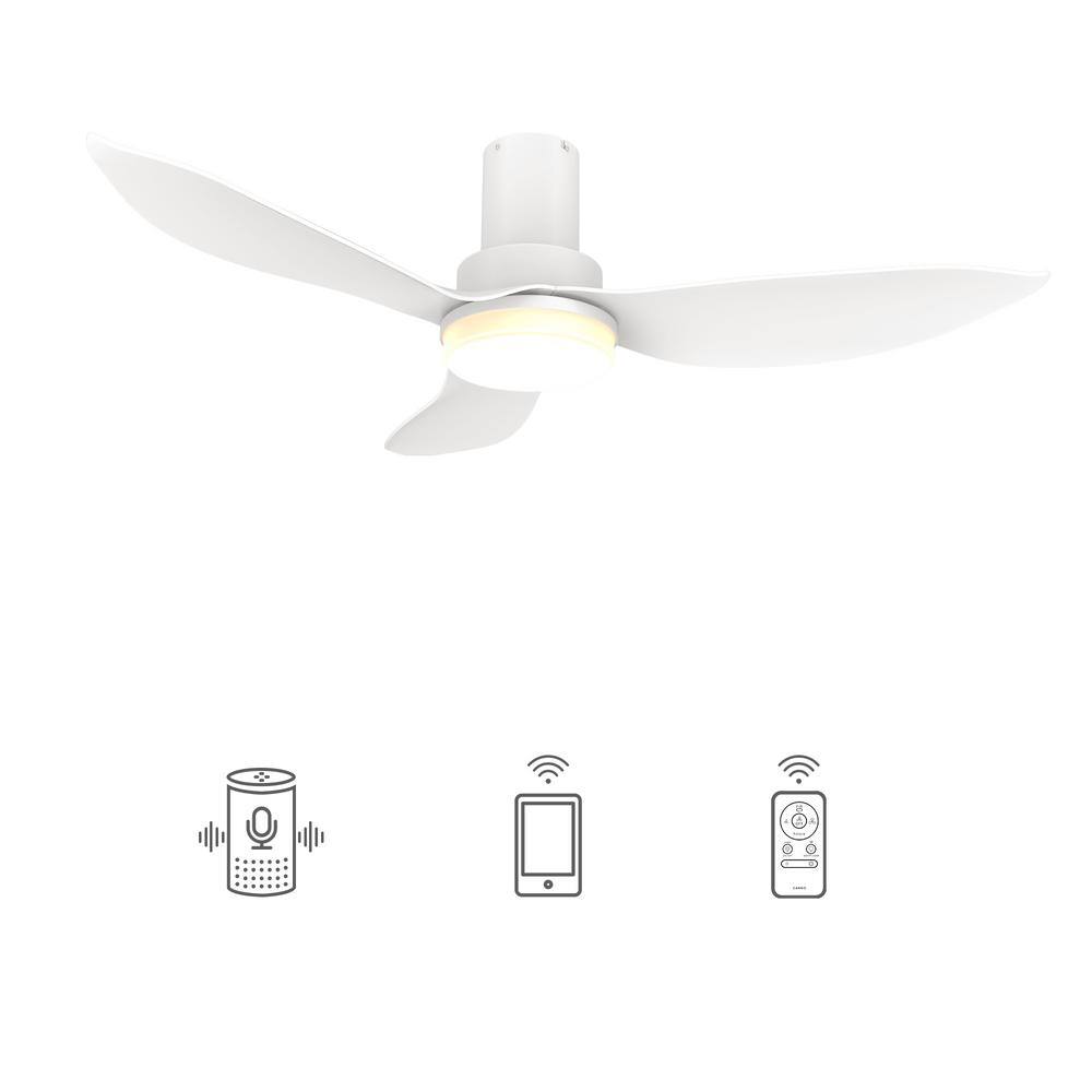 CARRO Daisy 36 in. Dimmable LED IndoorOutdoor White Smart Ceiling Fan with Light and Remote Works with AlexaGoogle Home HS363V2-L12-W1-1-FM