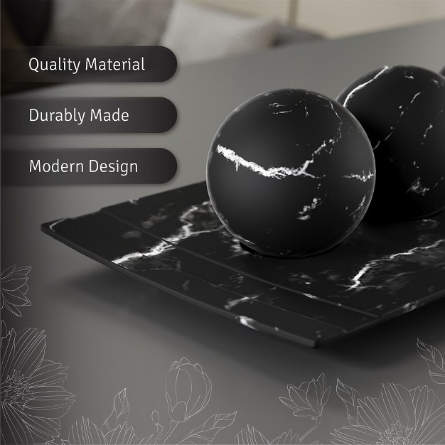 Creative Scents Matte Black Home Decor Tray And Orb Set