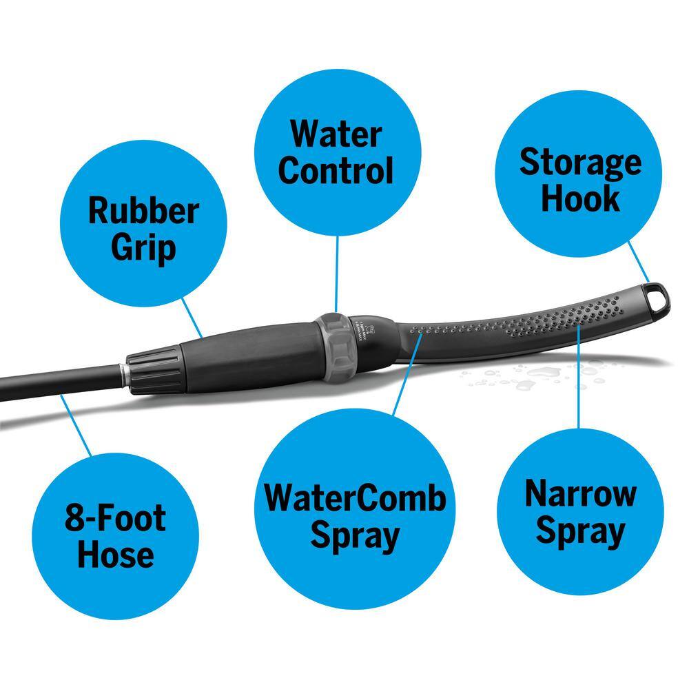 Waterpik Pet Wand 2-Spray Setting Wall Mount Indoor-Outdoor Handheld Shower Head 1.8 GPM 13 in. Dog Shower in Black PPR-255E