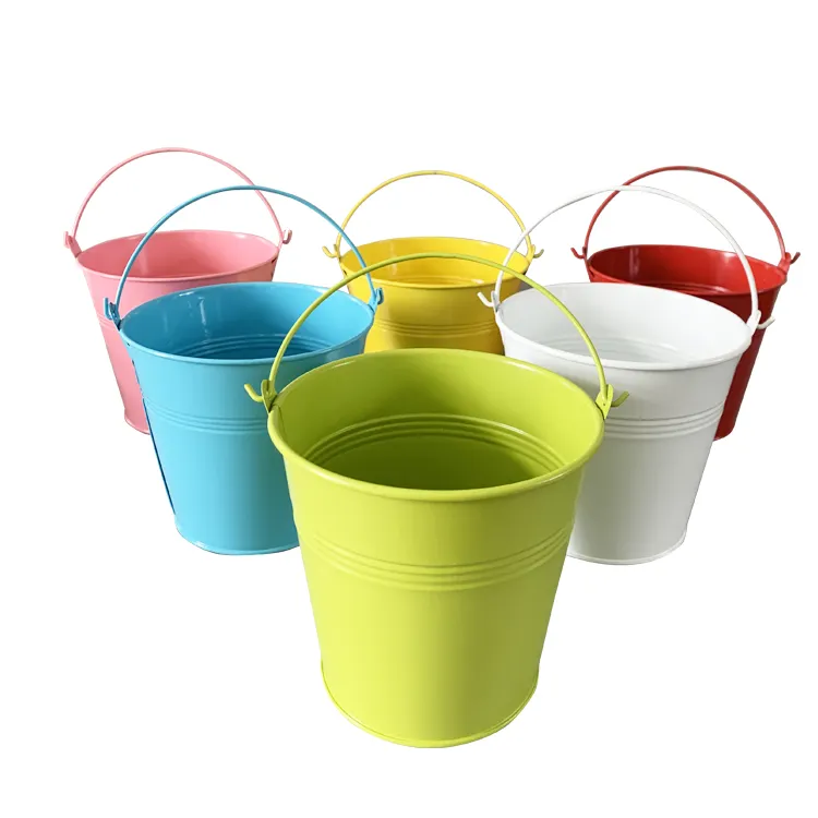 Hot sale tool metal tin pail candle bucket small round sliver galvanized metal bucket