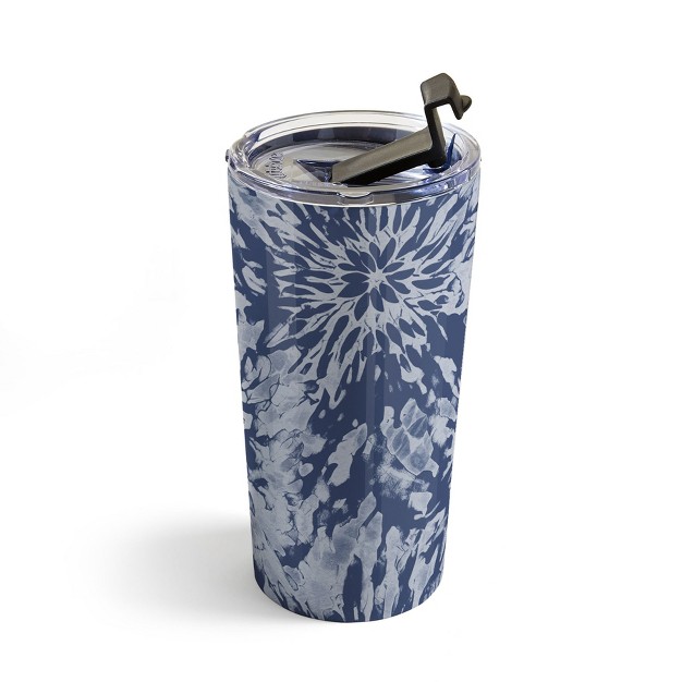 Emanuela Carratoni Blue Tie Dye 20 Oz Stainless Steel Travel Mug Deny Designs