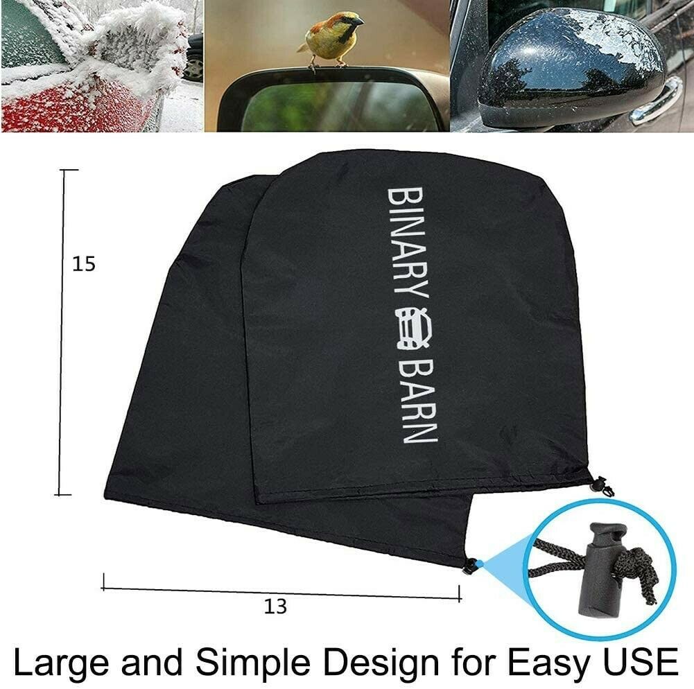 BINARY BARN 2Pcs Car Side Mirror Covers ，Waterproof Side Mirror Cover For Rain， Ice， Snow Protectors and Bird Poop Deterrent， Winter Car Accessory for Car SUV Truck