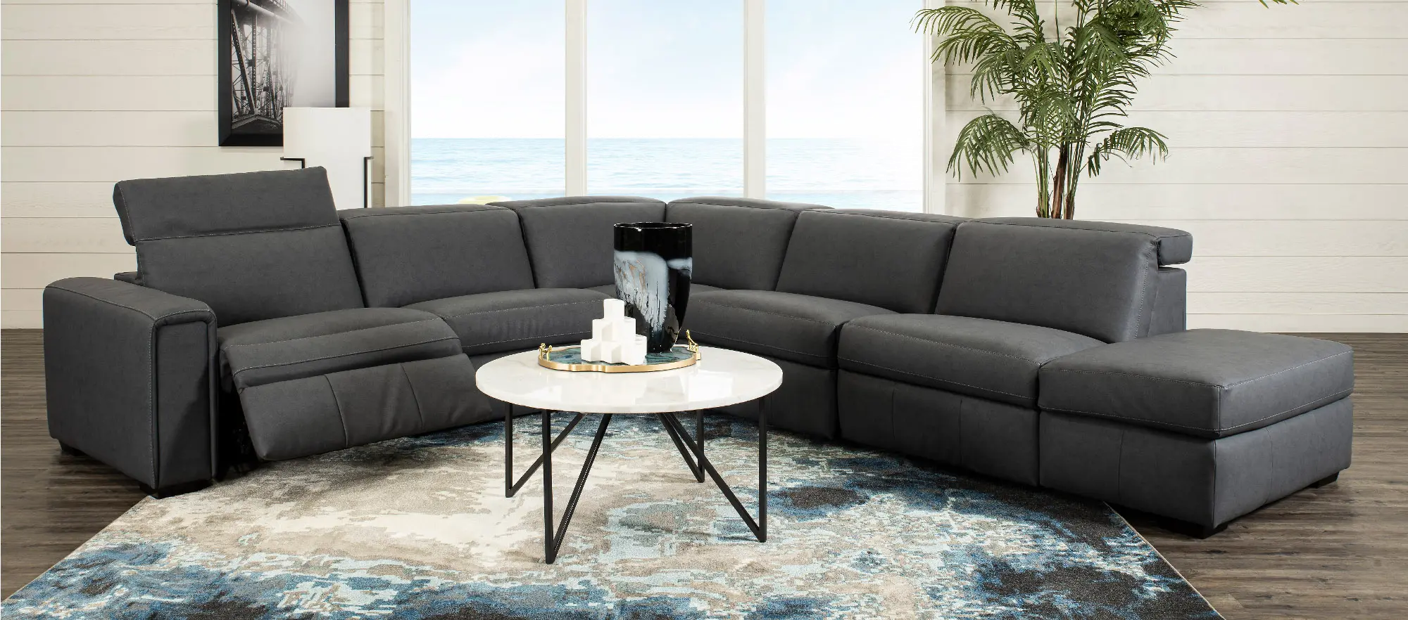 Titan Charcoal 5 Piece Power Reclining Sectional