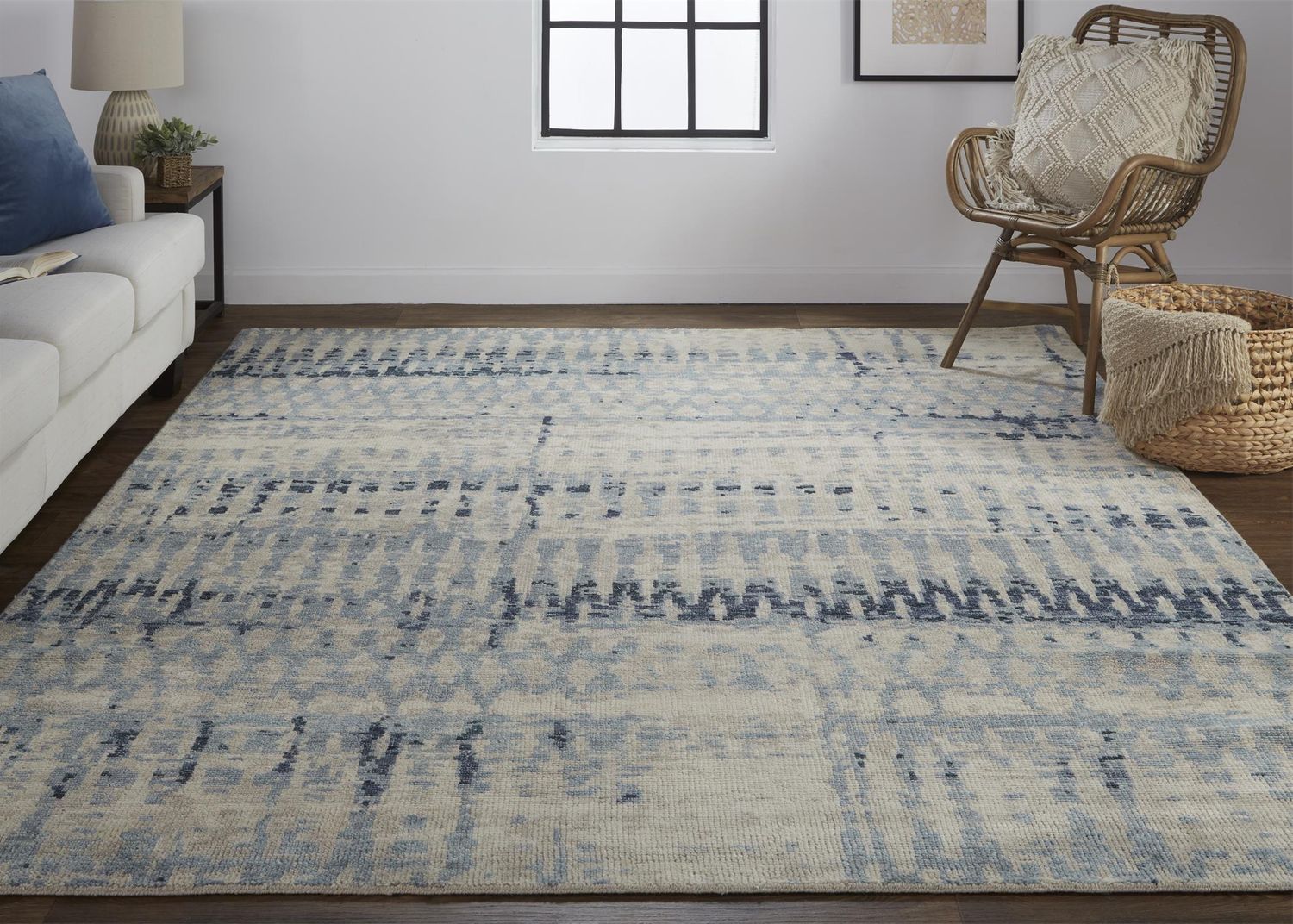 Scottsdale Hand Knotted Tan and Blue Rug by BD Fine