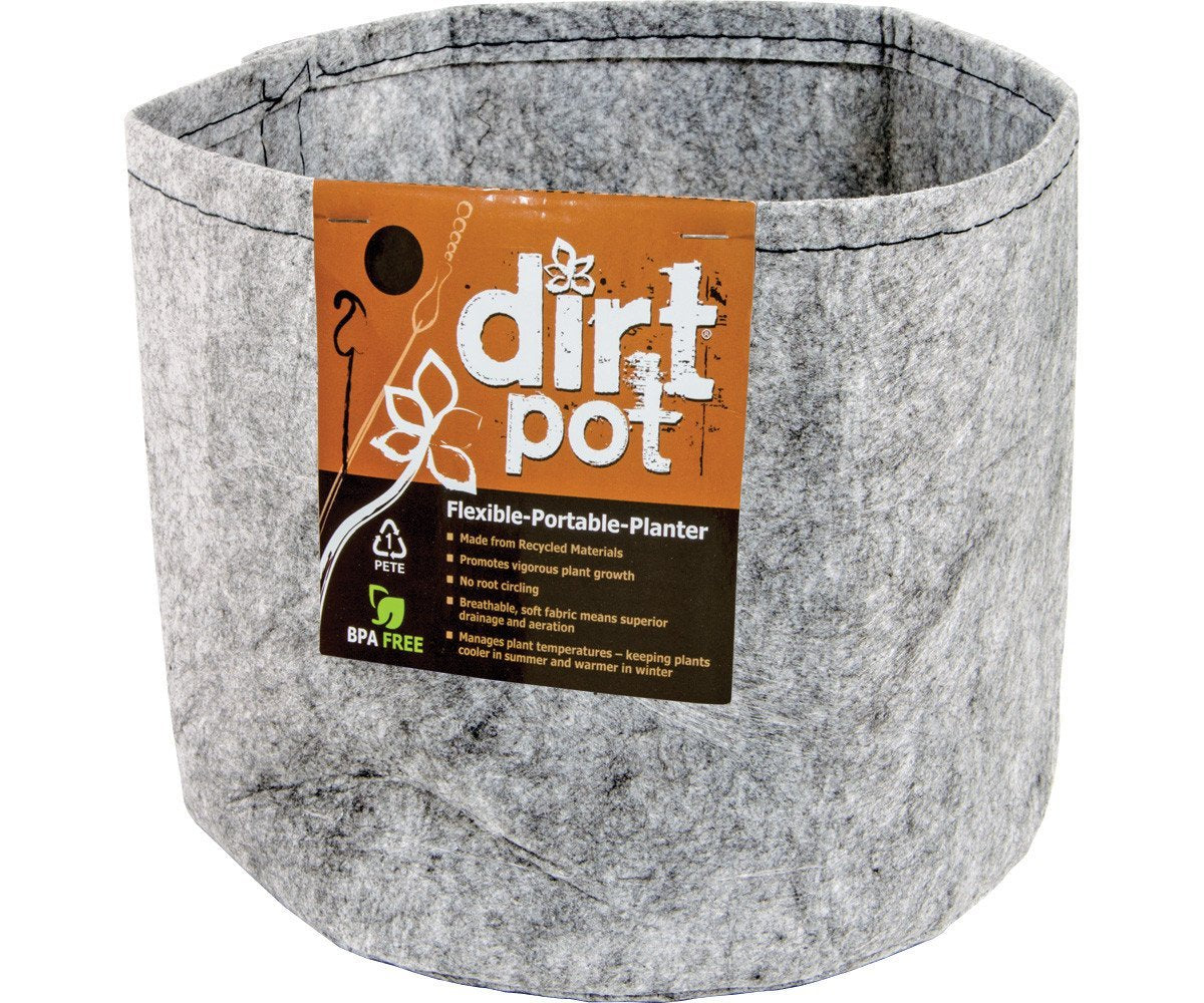 Hydrofarm Dirt Pot 8-1/2 in. H X 10 in. D Fabric Planter Gray