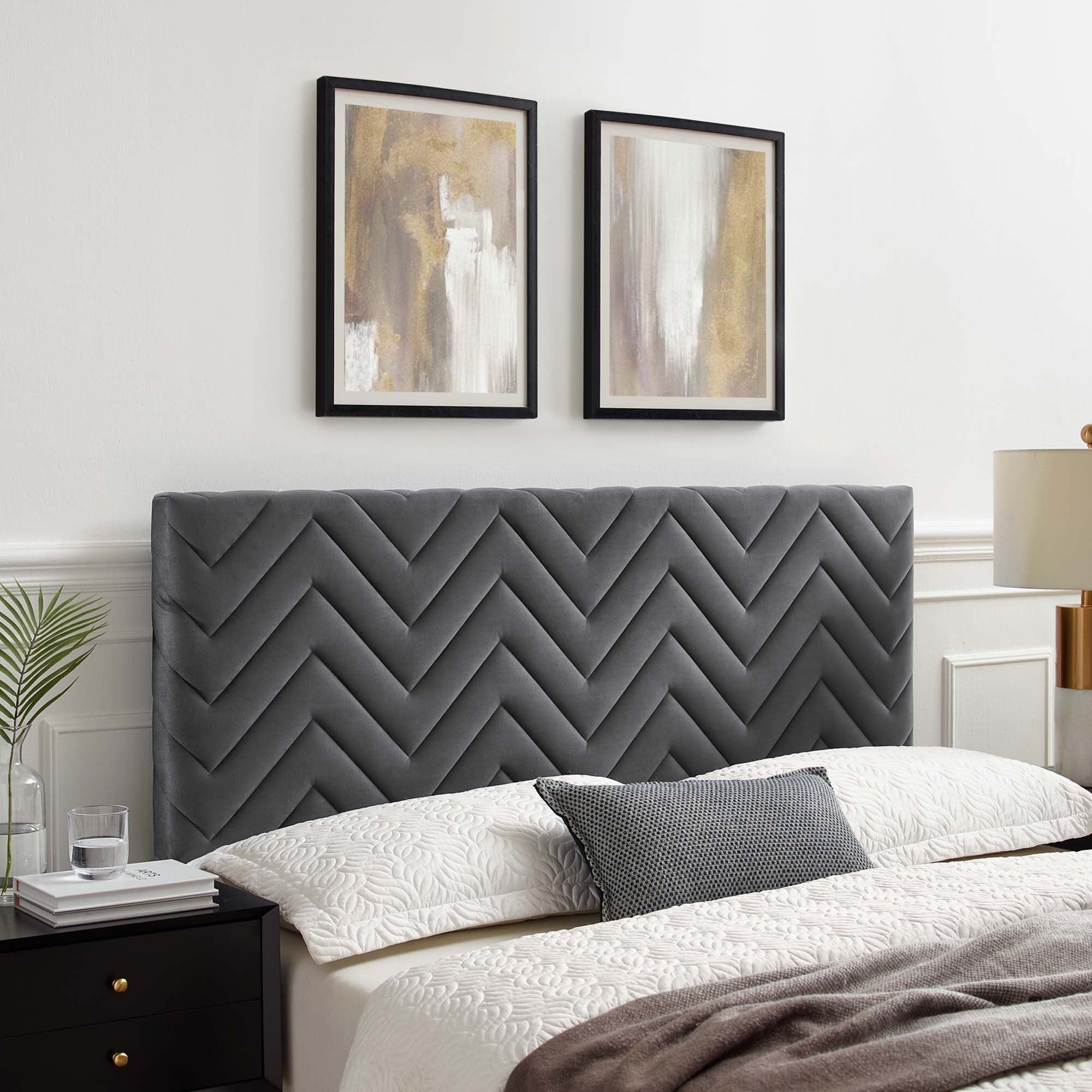 Mercy Chevron Tufted Performance Velvet Twin Headboard - - 37076240