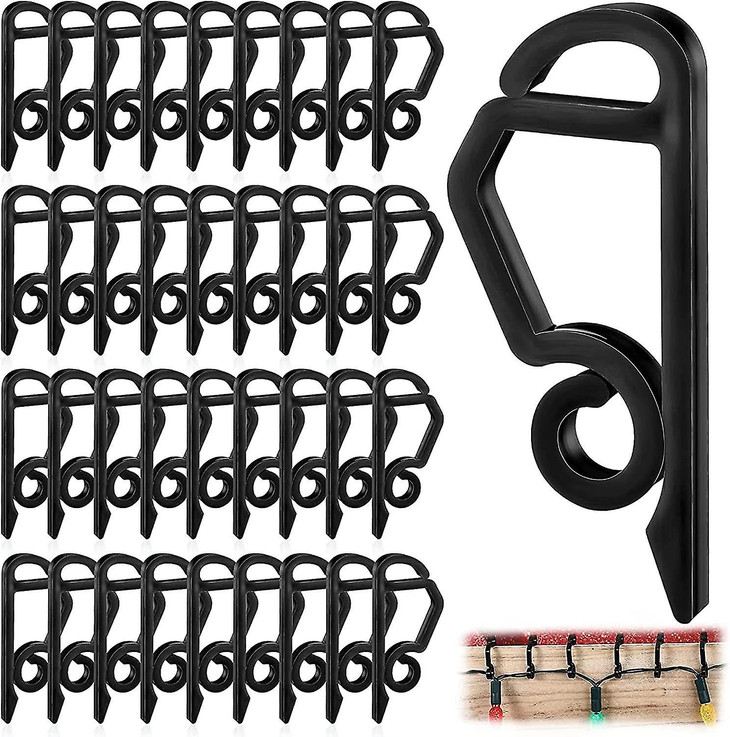 Screw-in Hooks Christmas Light Clip，weatherproof Outdoor Gutter Clips Holiday Gutter Hooks For Christmas Light Outside Decoration (black)100pcs)