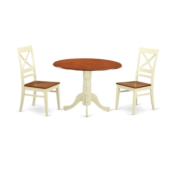 3-Pieces Kitchen Table Set Contains a Pedestal Dining Table and 2 Wooden Dining Chairs (Finish Option)