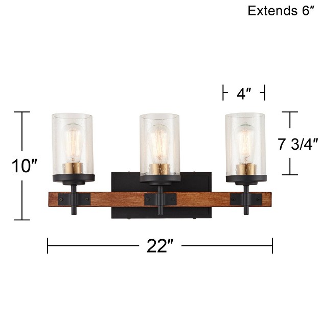 3 light Fixture Clear Seeded Cylinder Glass For Bedroom Bathroom