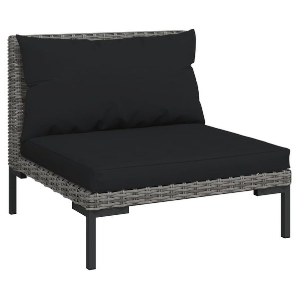 11 Piece Patio Lounge Set with Cushions Poly Rattan Dark Gray - Overstock - 36364791