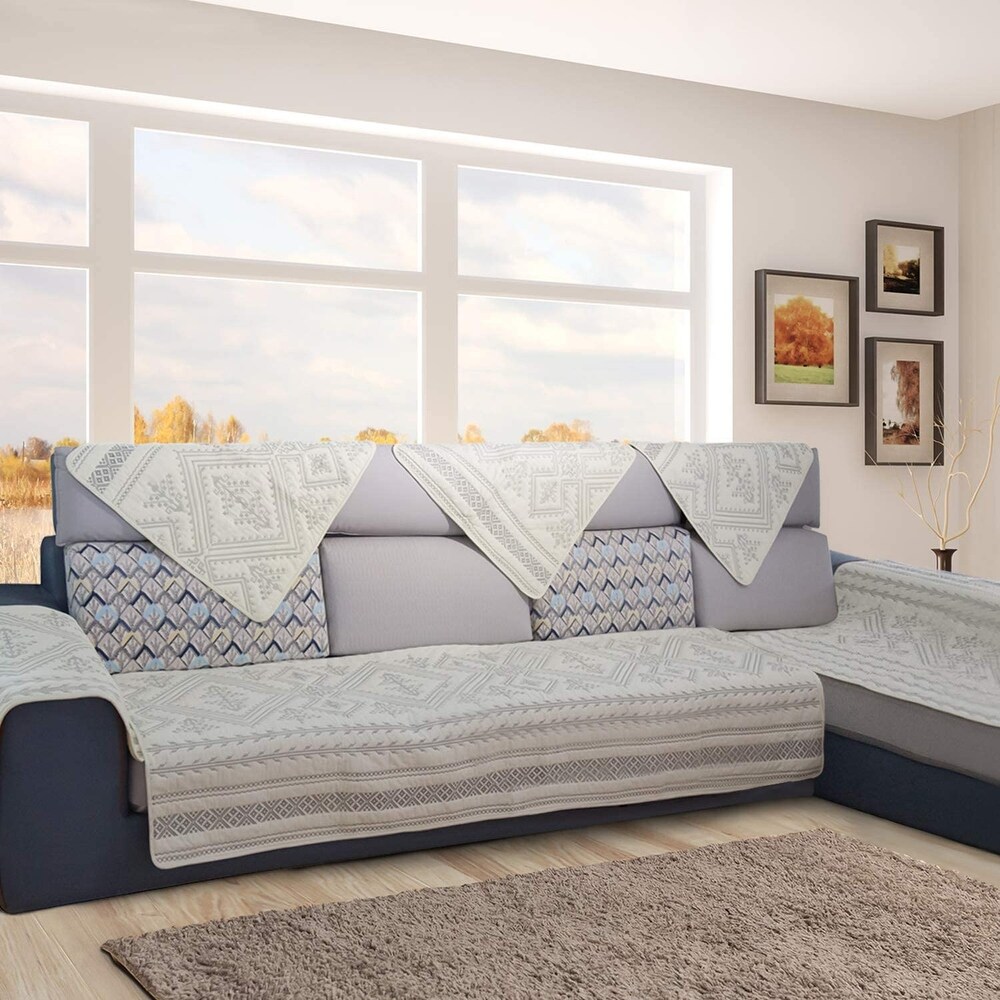 DCP Sofa Slipcover Armrest   Backrest Covers for Sofa  36 x 36 Inches Light Grey   36\