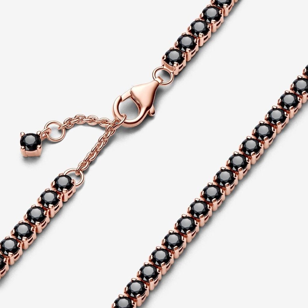 PANDORA  Black Sparkling Tennis Bracelet - Rose Gold Plated