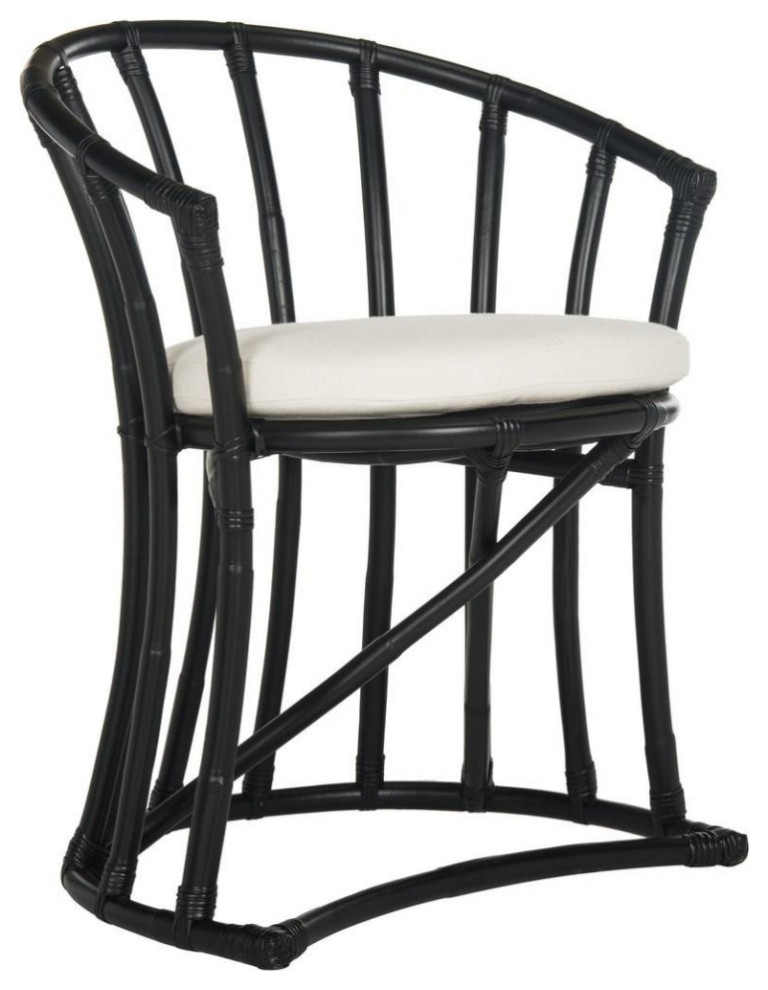 Stoney Rattan Accent Chair Black   Tropical   Armchairs And Accent Chairs   by AED Luxury Home Decor  Houzz