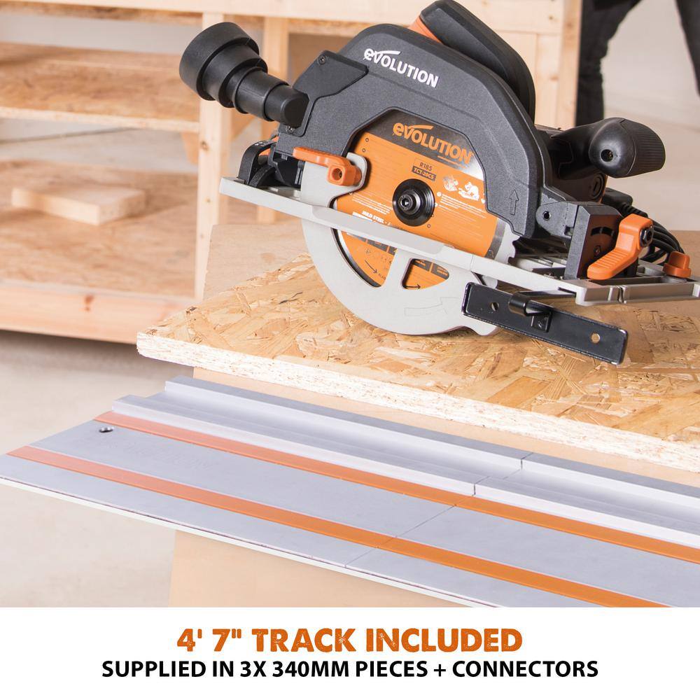 Evolution Power Tools 15 Amp 7-14 in. Circular Track Saw Kit with 40 in. Track Electric Brake and Multi-Material Blade R185CCSX