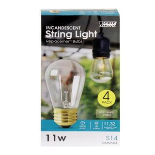 Feit Electric 11-Watt S14 Dimmable Soft White String Light Incandescent Light Bulb (4-Pack) 11S144-130