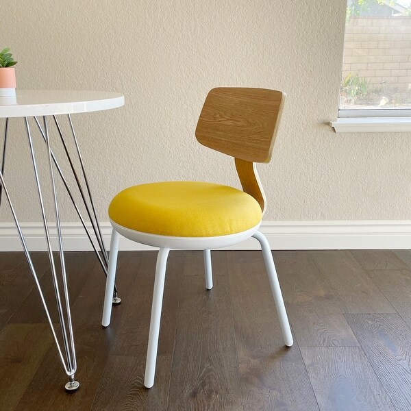 Macaron Fabric Upholstered Dining Chair Metal Legs