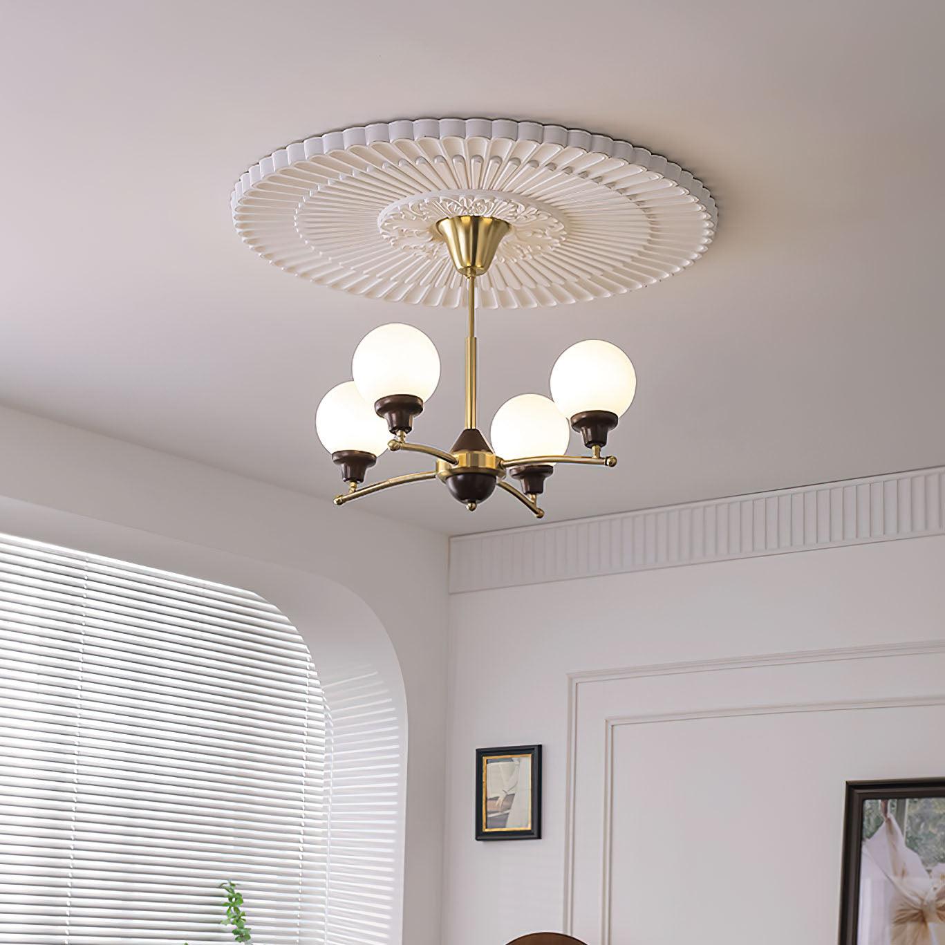 Walnut Glass Ball Chandelier