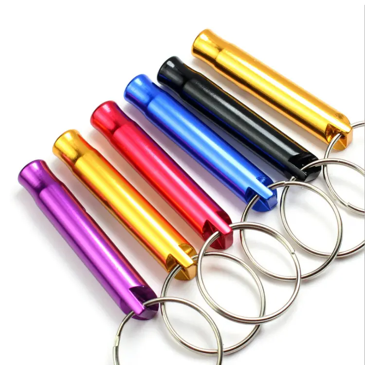 cheap price custom Aluminum Emergency Survival Safety Keychain with Whistle for Outdoor Camping Hiking boating  Whistle key ring