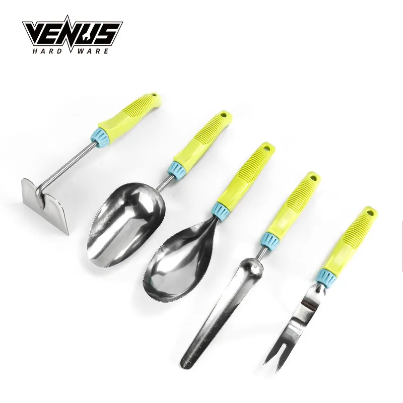 Five Piece Plastic Handle Stainless Steel Garden Utensil Home Gardening Tools Set