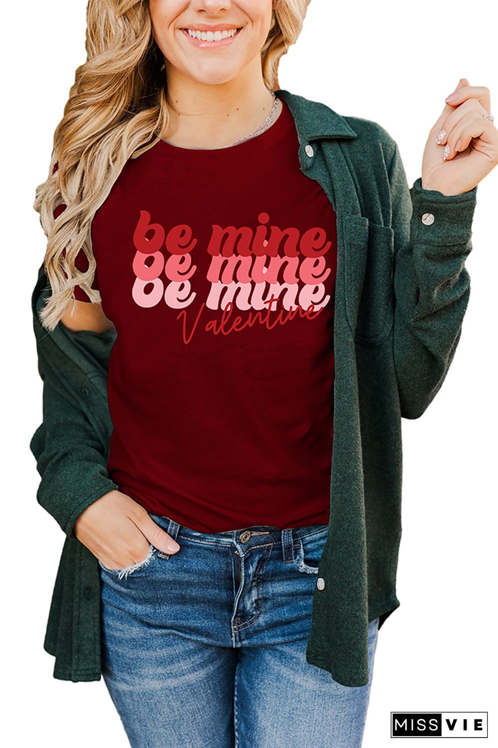 Valentine Be Mine Pullover Shortsleeves Graphic Tee Wholesale