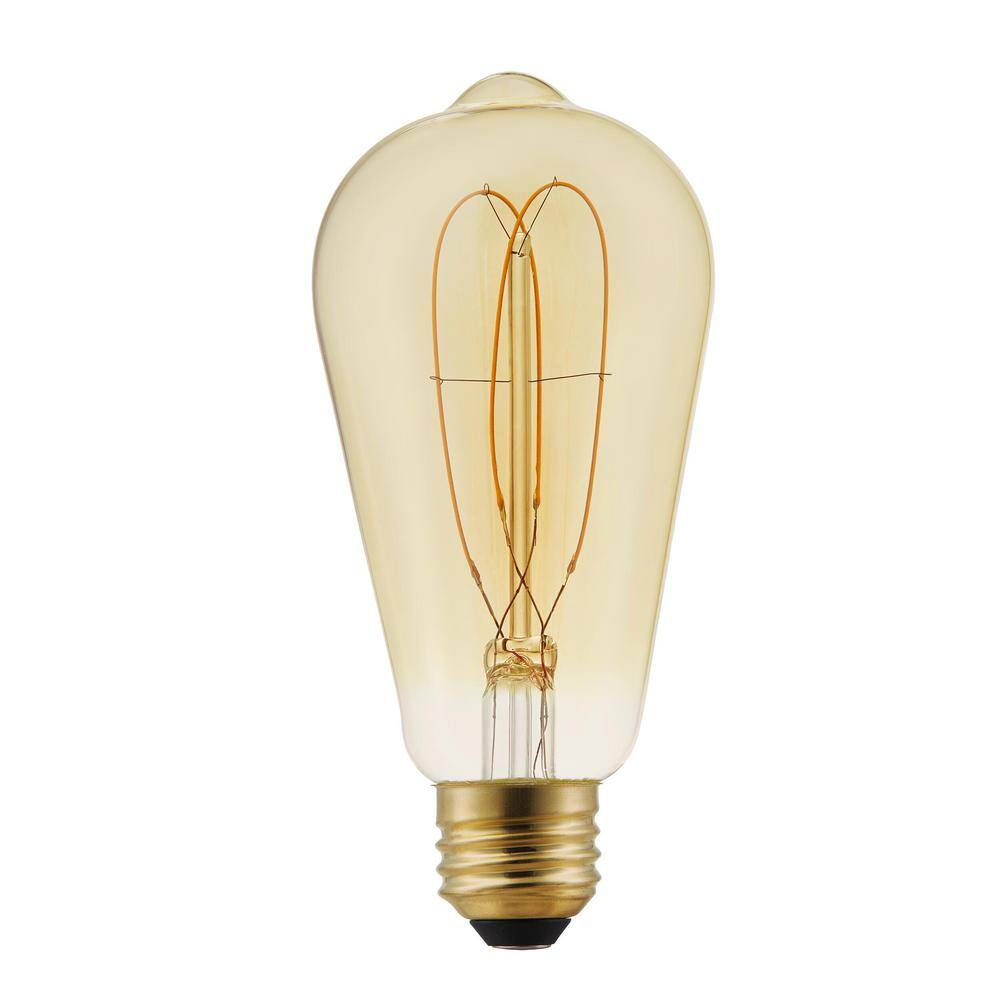 EcoSmart 40-Watt Equivalent ST19 Dimmable M-Shape Filament LED Vintage Edison Light Bulb Amber (1-Pack) ST19A5E26822M