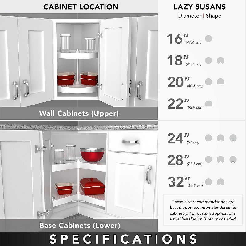 Rev-a-shelf 28 Inch Lazy Susan Full Circle Polymer 2-shelf， White， 3072-28-11-52