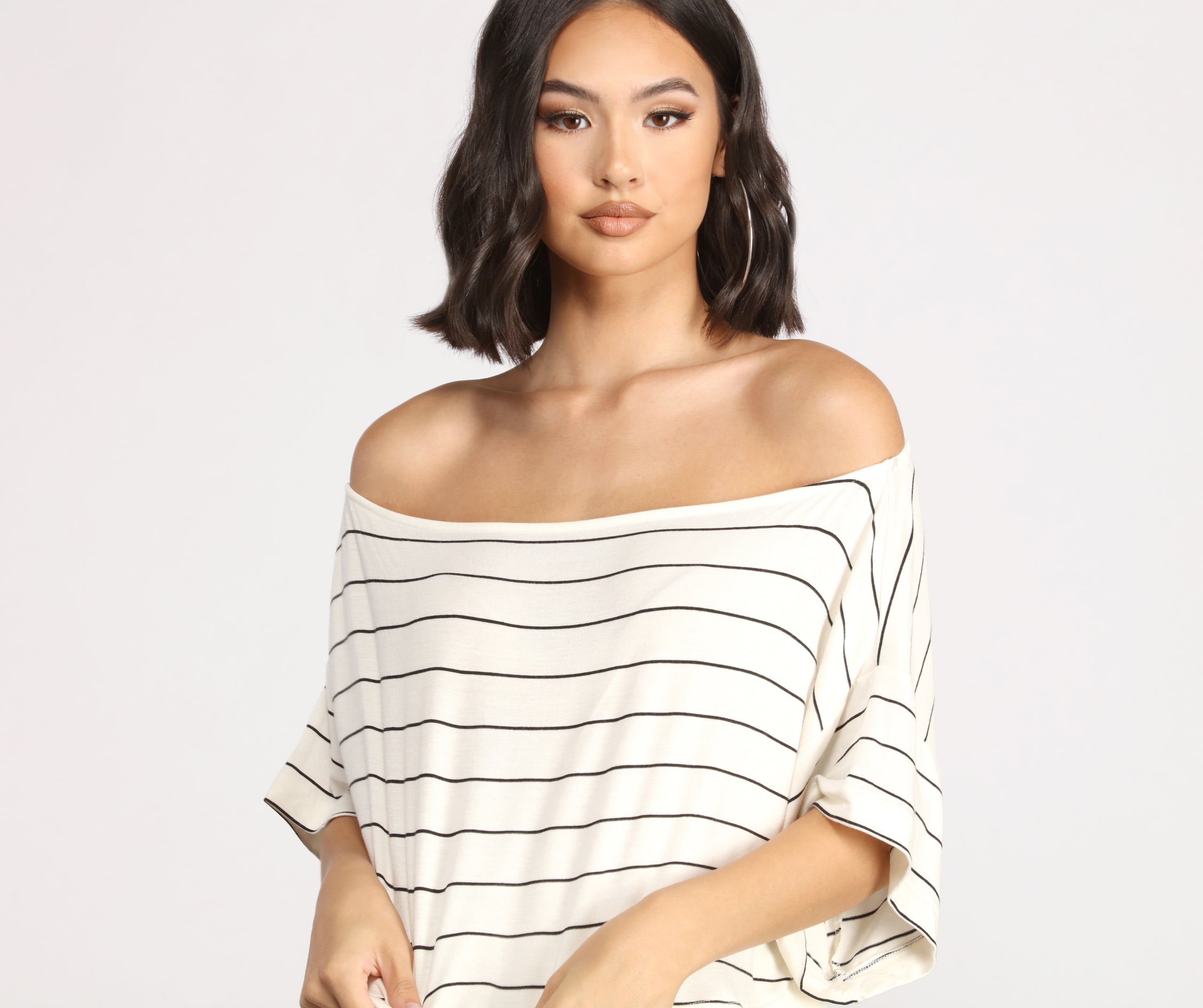 Sweet Stripes Dolman Sleeve Crop Top