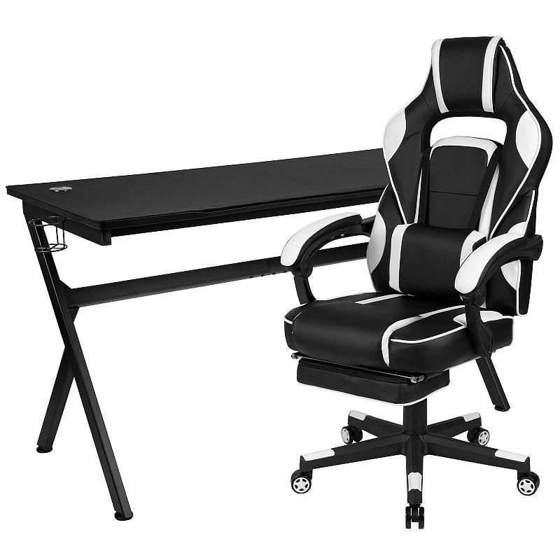 Flash Furniture Gaming Desk and Footrest Gaming Chair 2-piece Set