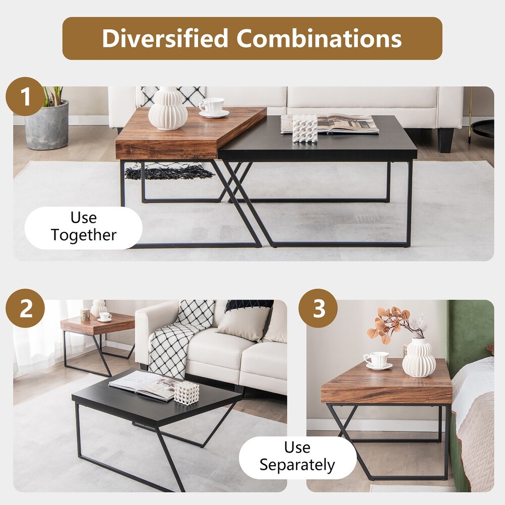 Nesting Table Modern Coffee Table Set of 2 Stacking Side Table