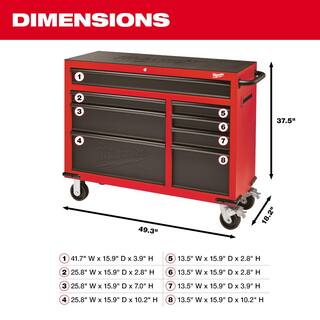 MW 46 in. 8-Drawer RedBlack Textured Rolling Tool Chest Cabinet 48-22-8520