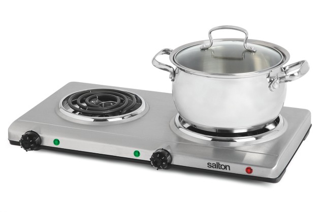 Salton Portable Double Cooktop Stainless Steel