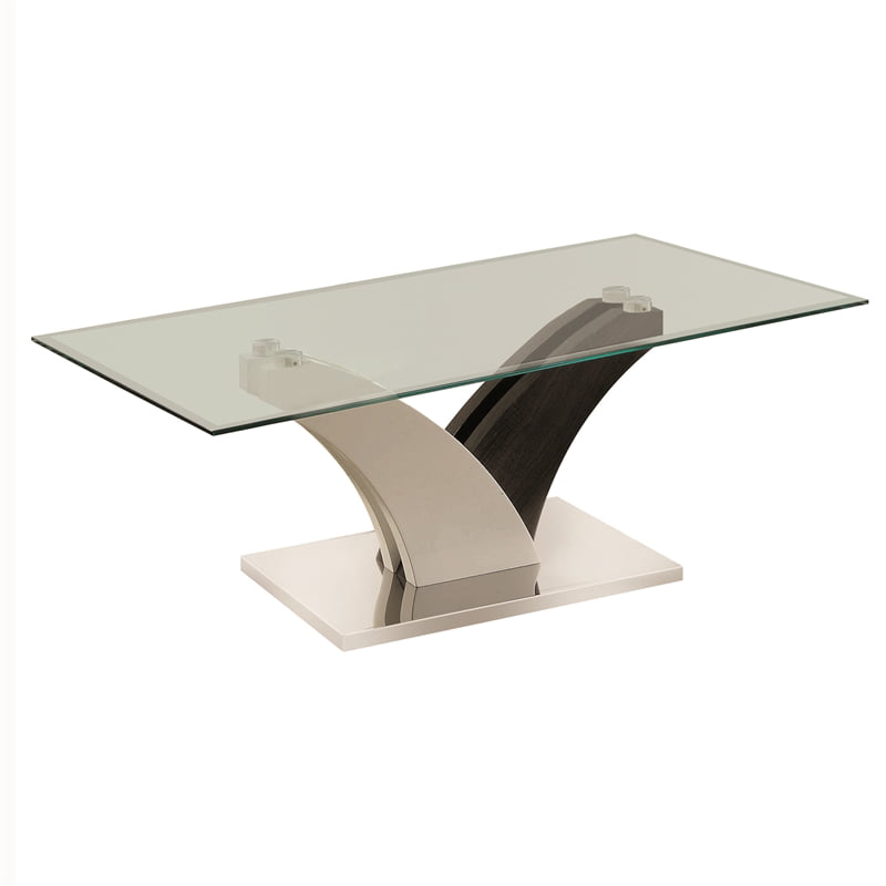 Furniture of America Tri Contemporary Glass Top Coffee Table in White and Gray