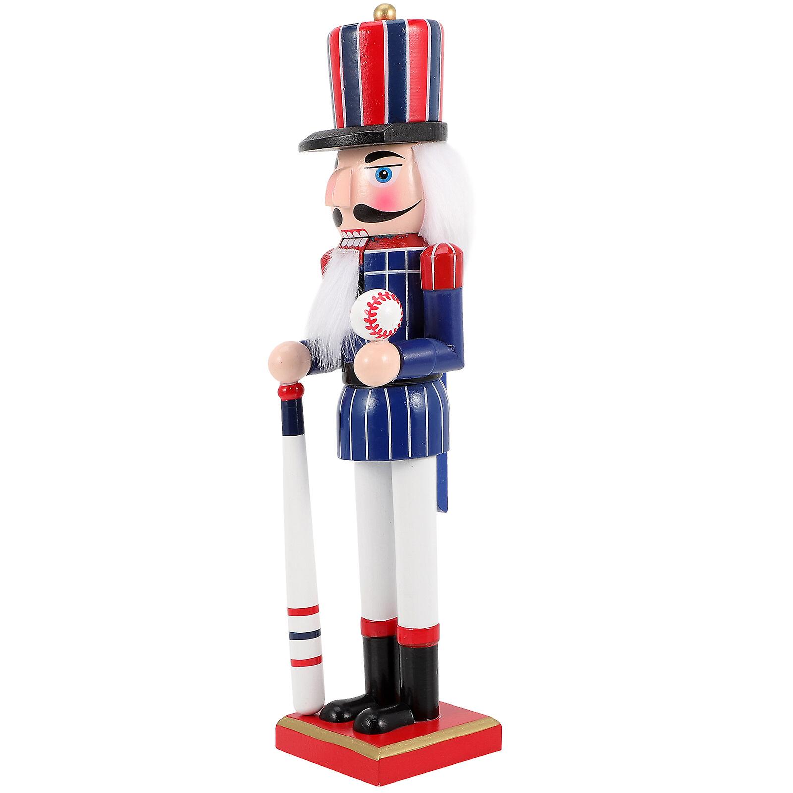 Nutcracker Soldier Decor Sports Style Nutcracker Figure Wooden Nutcracker Soldier With Baseball