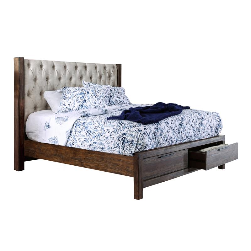 Furniture of America Bickson Wood Cal King Storage Bed in Rustic Natural Tone