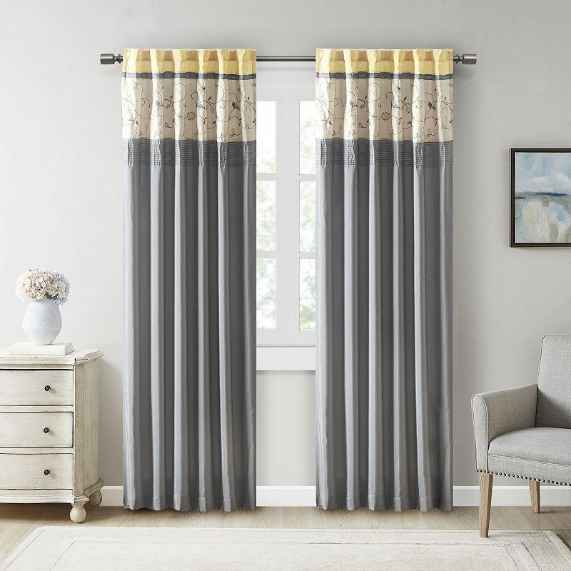 Madison Park 1-Panel Belle Light Filtering Embroidered Rod Pocket Window Curtain