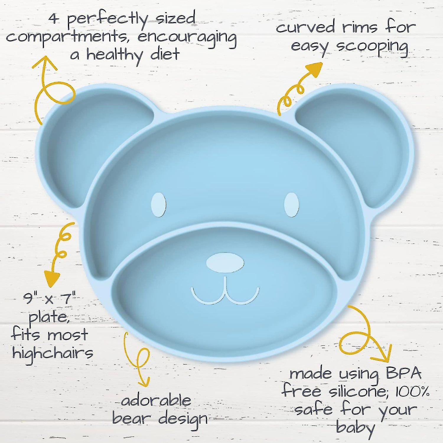 Baby Suction Plate - Non Slip Silicone Baby Weaning Plate - Stay Put Toddler Feeding Plate With Suct