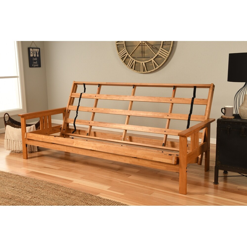 Somette Monterey Queen size Full size Futon Set in Butternut Finish with Linen Mattress