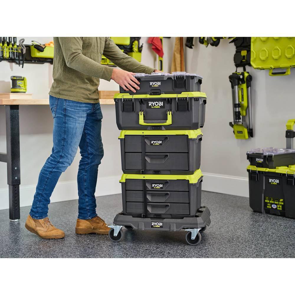 RYOBI LINK Rolling Base with ONE+ 18V LINK Cordless 3 Gal. WetDry Vacuum Kit with 4.0 Ah Battery and 18V Charger STM204-PCL734K