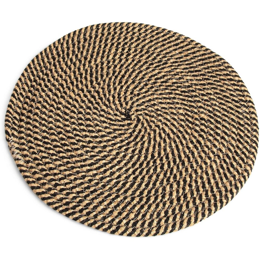 Indoor Outdoor Round Jute Placemats for Dining Table (13 Inches  4 Pack)