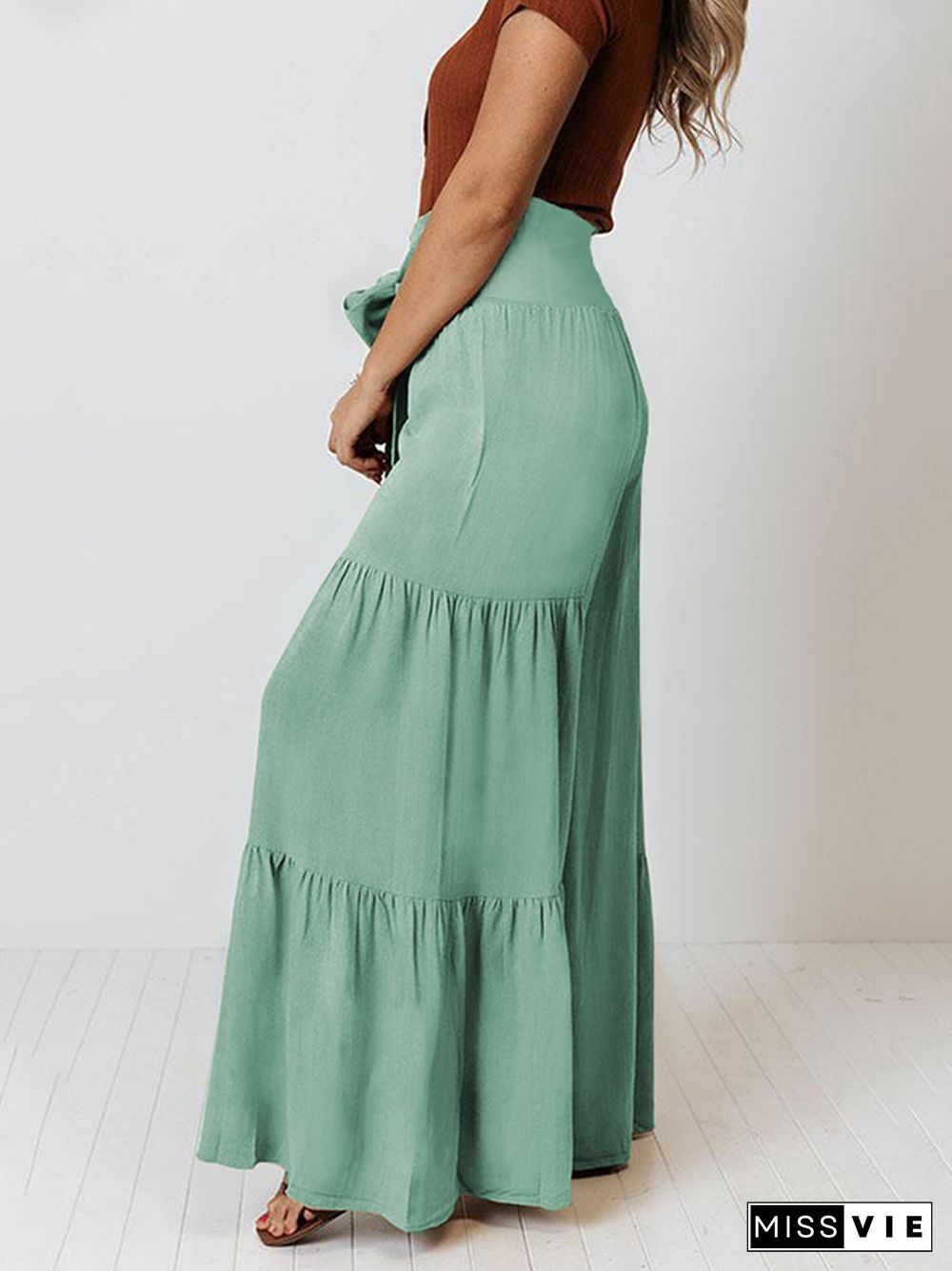 11 Colors Simple High Waisted Solid Color Casual Wide Leg Pants