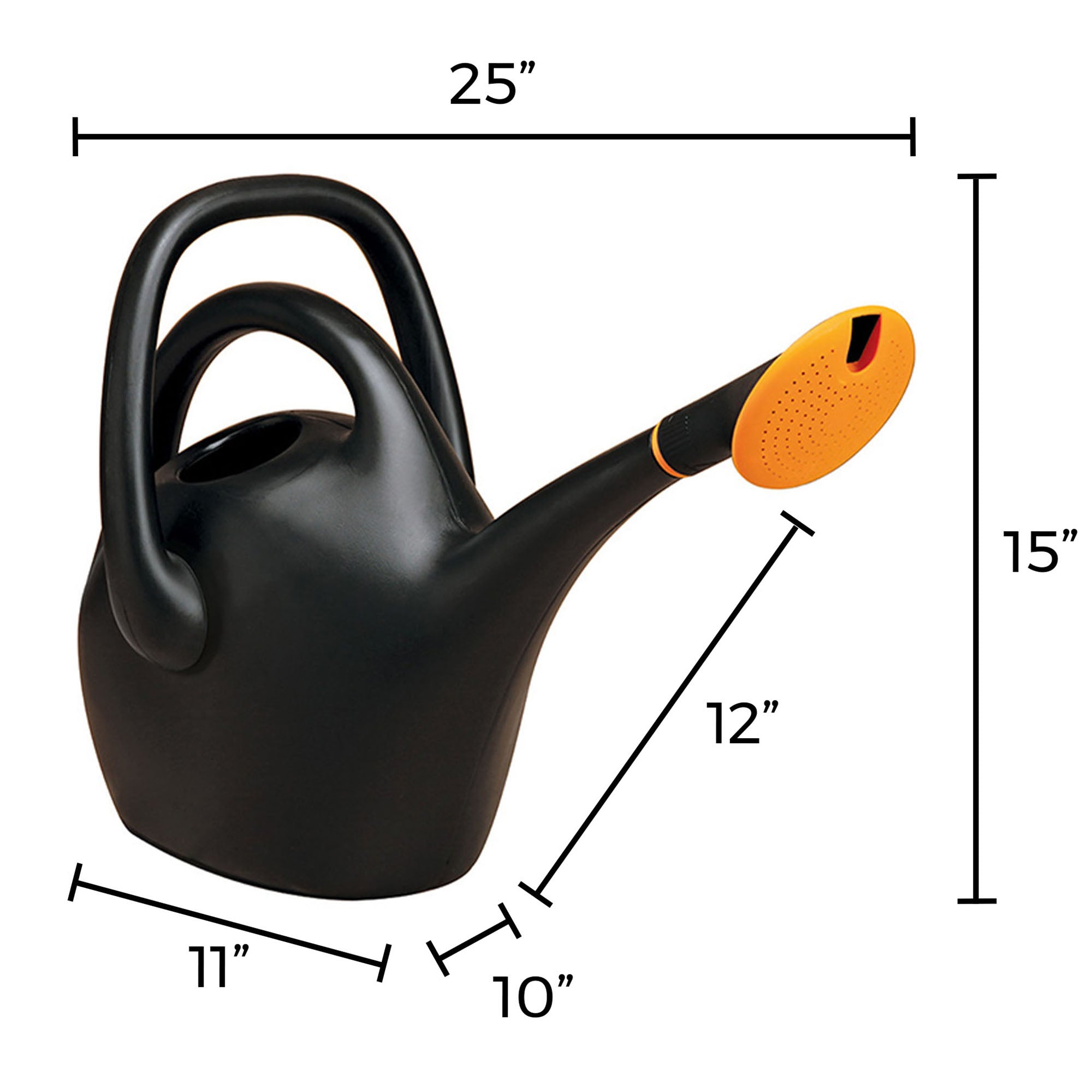 Bloem Watering Can Plastic Easy Pour 2.6 gallon Black Large