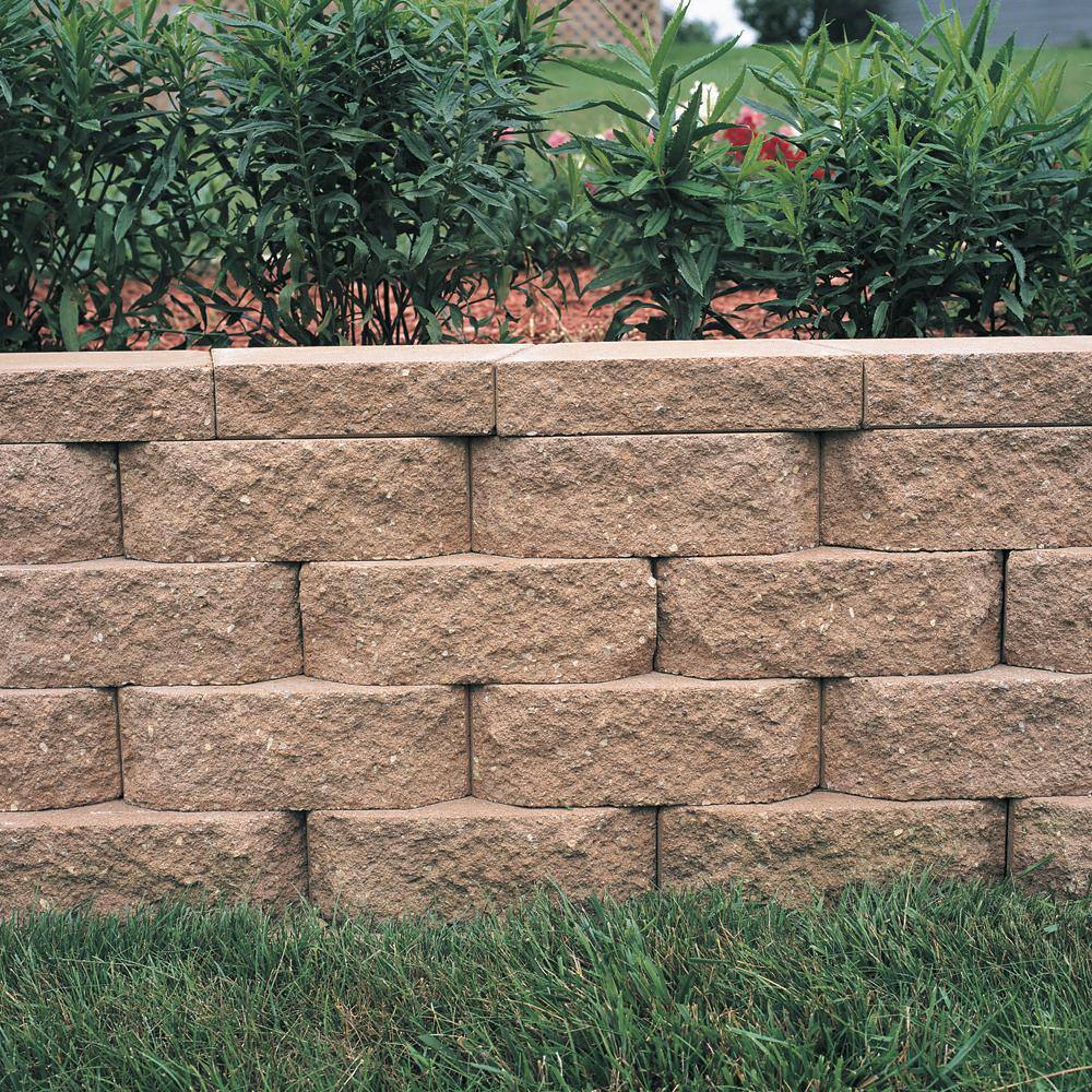 Pavestone 6.75 in. L x 11.63 in. W x 4 in. H Tan Concrete Retaining Wall Block (144-Piece46.6 sq. ft.Pallet) 81106