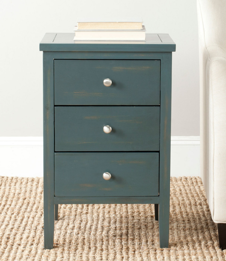 Osof End Table With Storage Drawers  Dark Teal   Farmhouse   Side Tables And End Tables   by Rustic Home Furniture Deco  Houzz