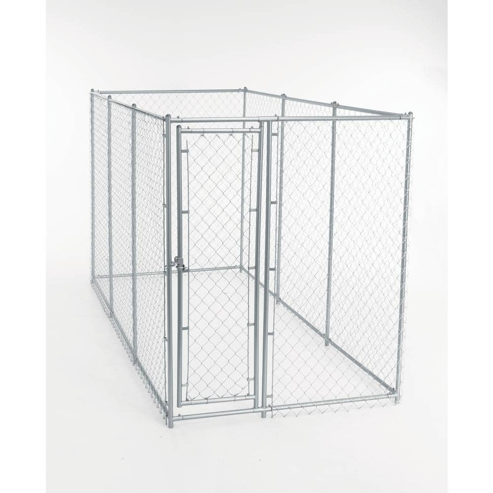 Lucky Dog 6 ft. H x 5 ft. W x 10 or 6 ft. H x 8 ft. W x 6.5 ft. L - 2-in-1 Galvanized Chain Link with PC Frame Box Kit CL 61028EZ