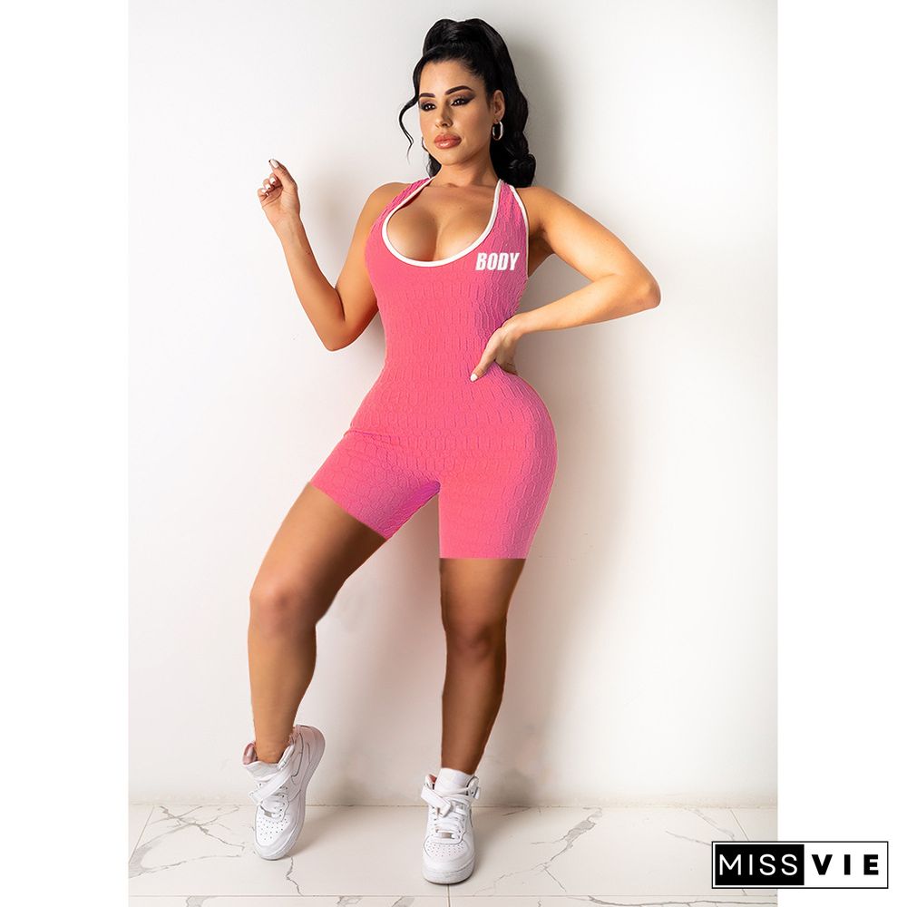 Casual Sleeveless Bodycon Fitness Rompers